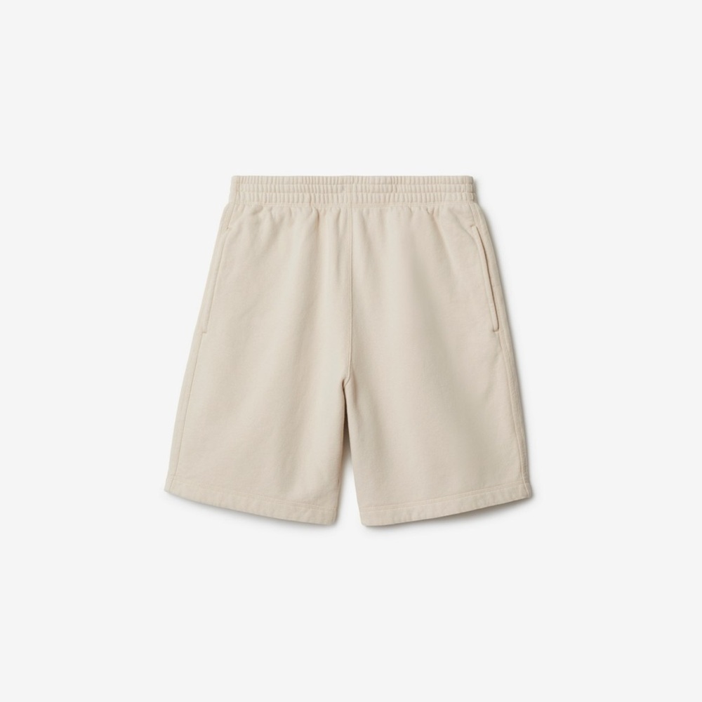 BURBERRY Men’s Cotton Blend Sweat Shorts Size L Beige EKD Logo NWT Authentic